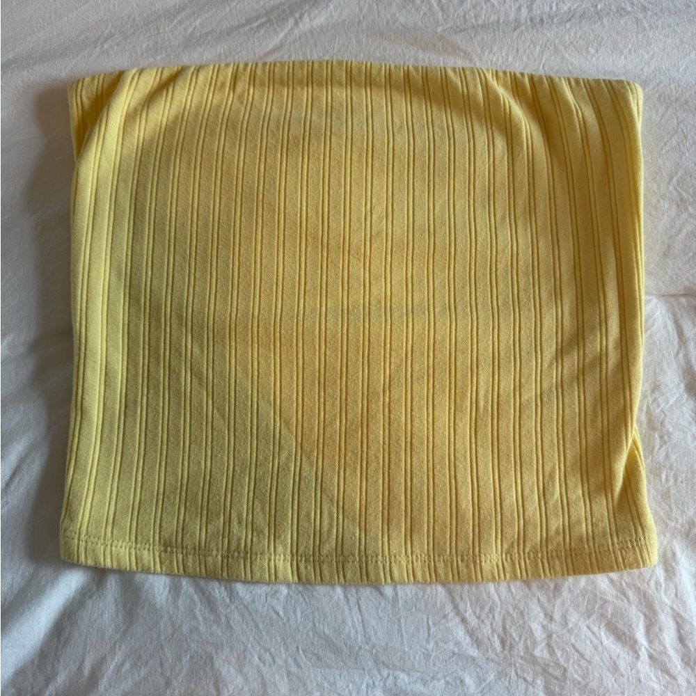 american eagle ribbed tube top, size: medium, color: yellow, worn once